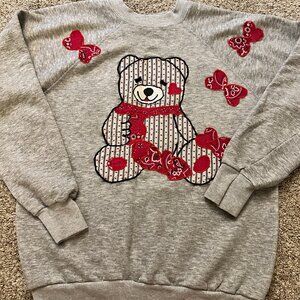 Vintage Pannill Sweatshirt Crewneck Adult Size Large L Cottagecore Applique bear